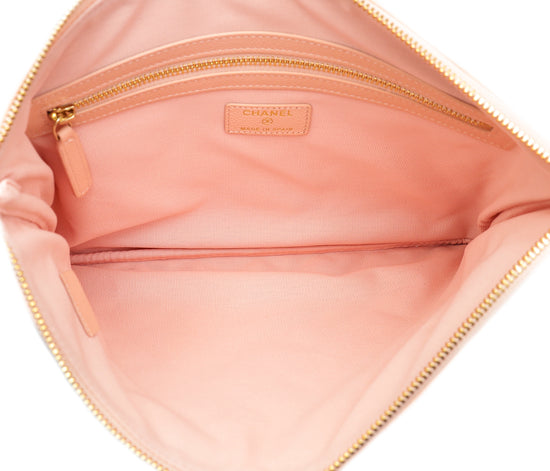 Chanel Pink CC Classic Large Zip Pouch