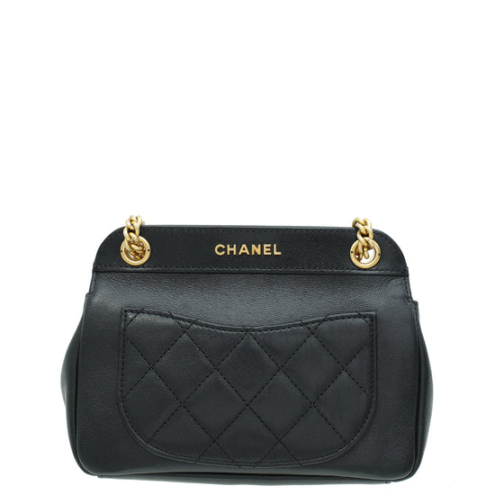 Chanel Black CC Quilted Curved Flap Bag