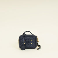 Chanel Navy Blue CC Filigree Vanity Small Case
