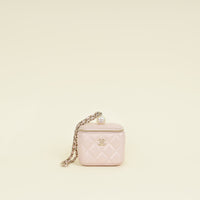Chanel Metallic Light Pink CC Pearl Mini Vanity With Chain