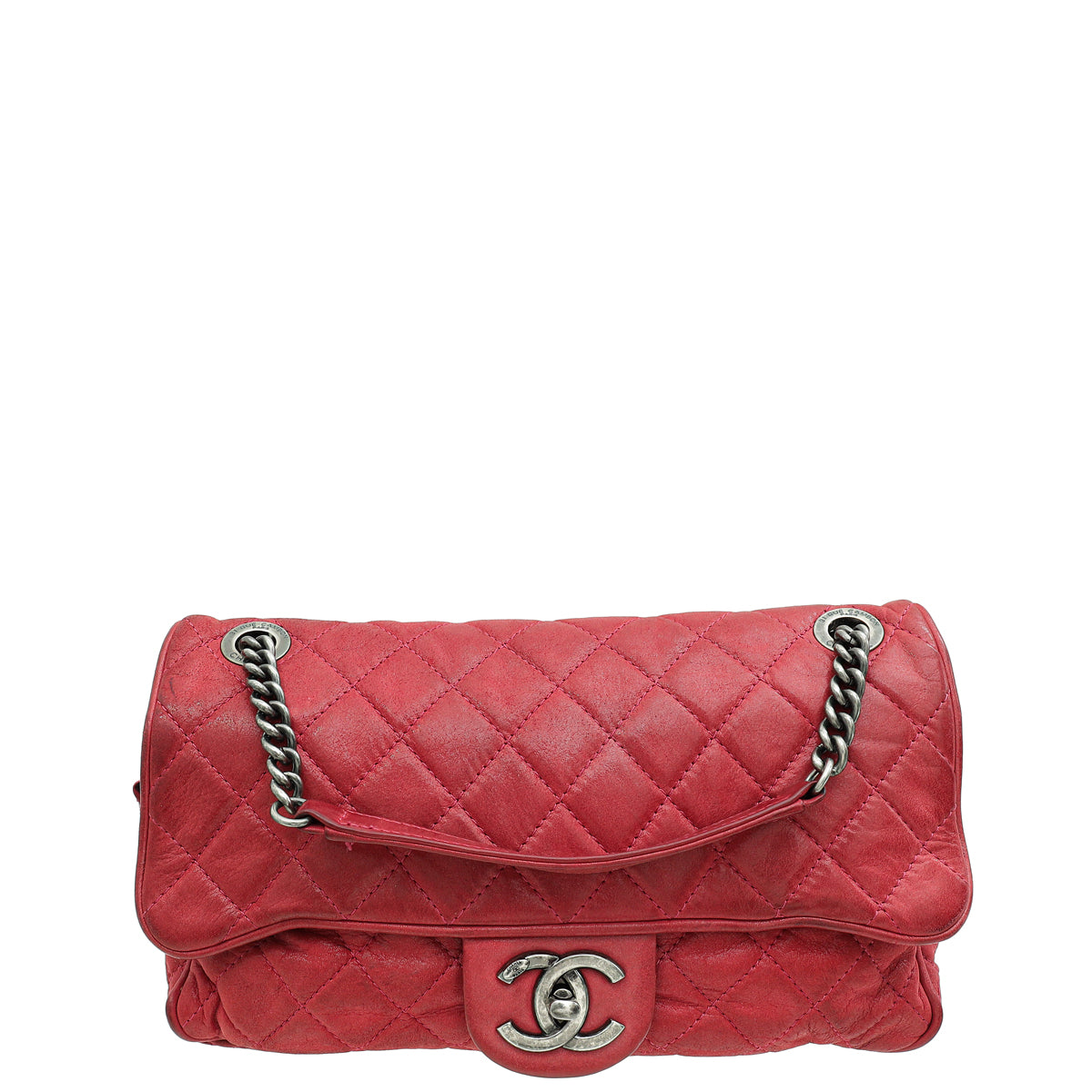 Chanel Red CC Easy Flap Glazed Medium Bag-Chanel-THE CLOSET