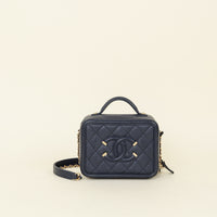 Chanel Navy Filigree Vanity w/ Chain