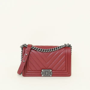 Chanel Bordeaux Medium Chevron Le Boy Flap Bag