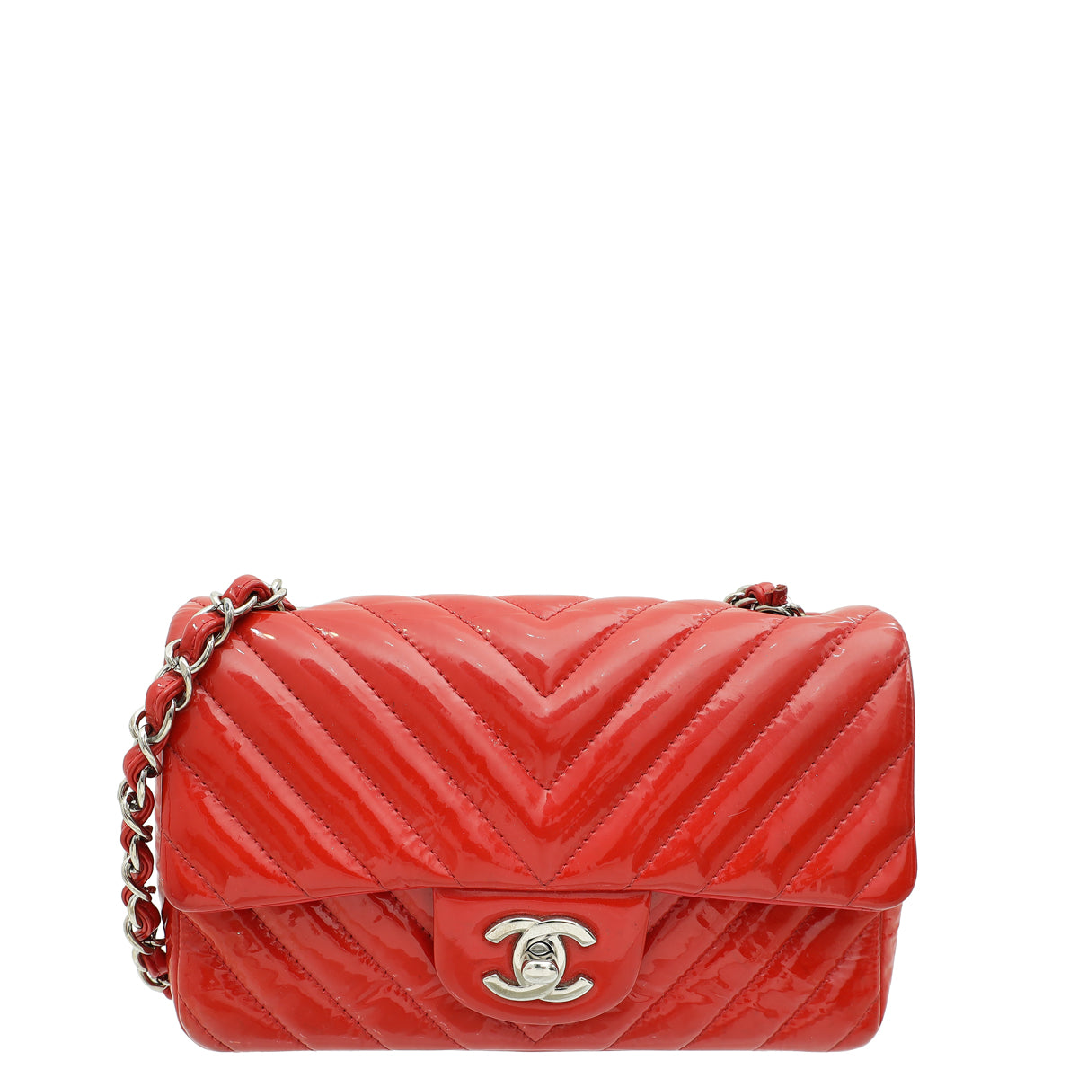 Chanel Red CC Chevron Mini Rectangular Bag-Chanel-THE CLOSET