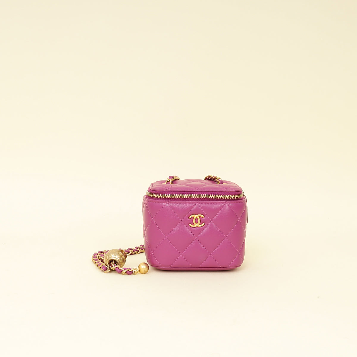 Chanel Purple Mini CC Pearl Crush Vanity Case w/Chain-Chanel-THE CLOSET