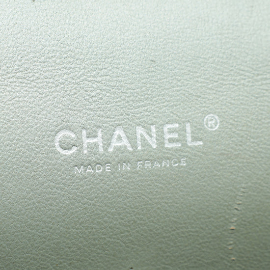 Chanel Metallic Light Mint CC Classic Double Flap Maxi Bag