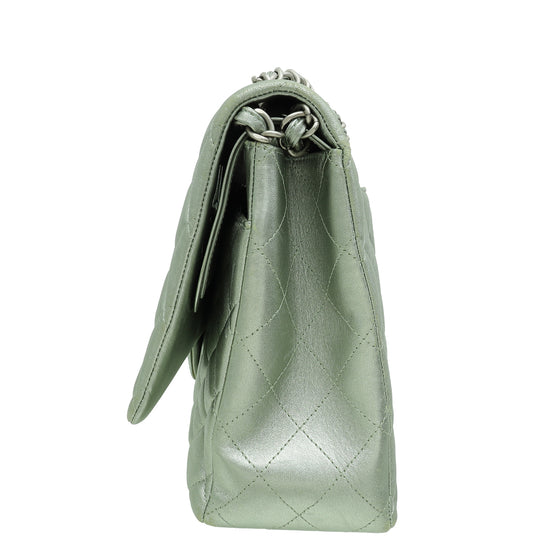 Chanel Metallic Light Mint CC Classic Double Flap Maxi Bag