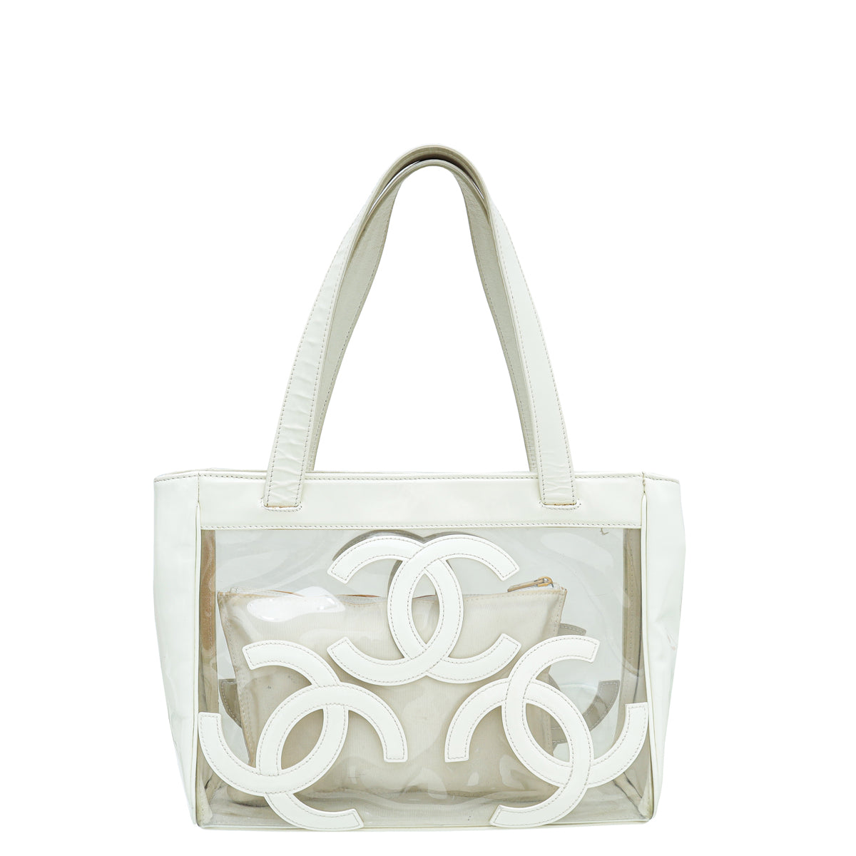 Chanel White CC Vinyl Logo Beach Tote Bag – The Closet