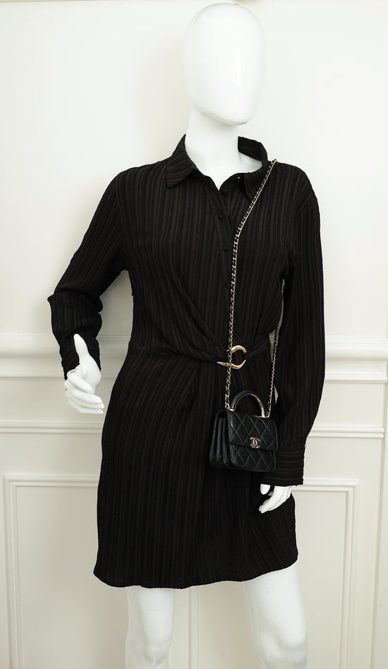 Chanel Black CC Quilted Top Handle Flap Clutch W/ Chain-Chanel-THE CLOSET