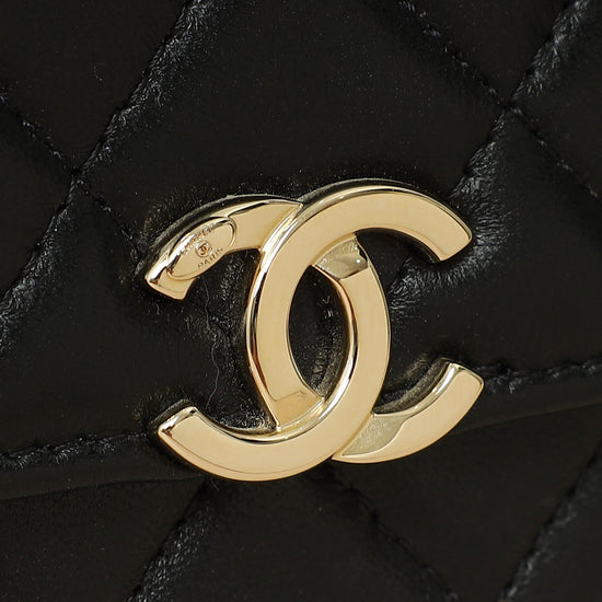 Chanel Black CC Quilted Top Handle Flap Clutch W/ Chain-Chanel-THE CLOSET