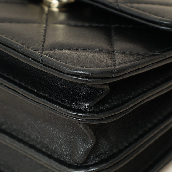 Chanel Black CC Quilted Top Handle Flap Clutch W/ Chain-Chanel-THE CLOSET