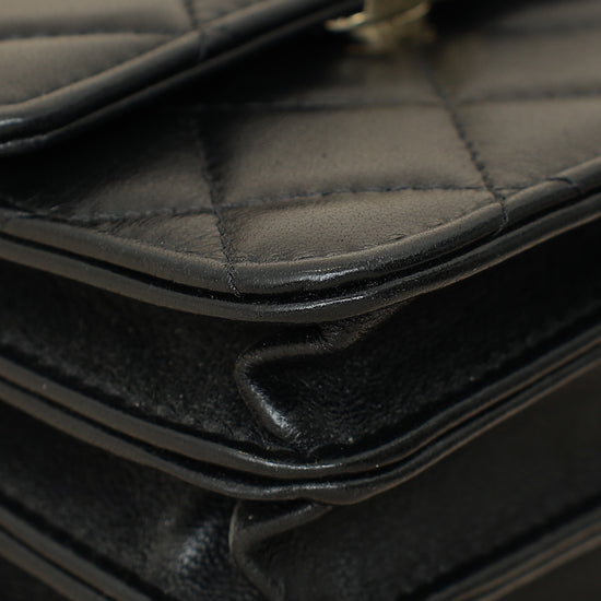 Chanel Black CC Quilted Top Handle Flap Clutch W/ Chain-Chanel-THE CLOSET