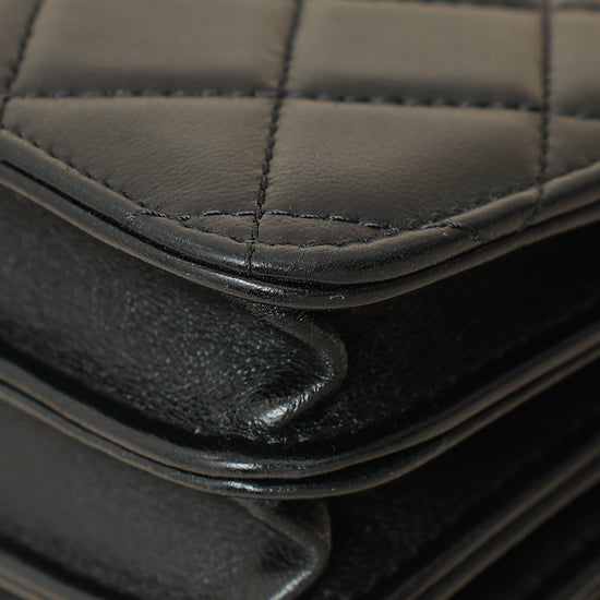 Chanel Black CC Quilted Top Handle Flap Clutch W/ Chain-Chanel-THE CLOSET