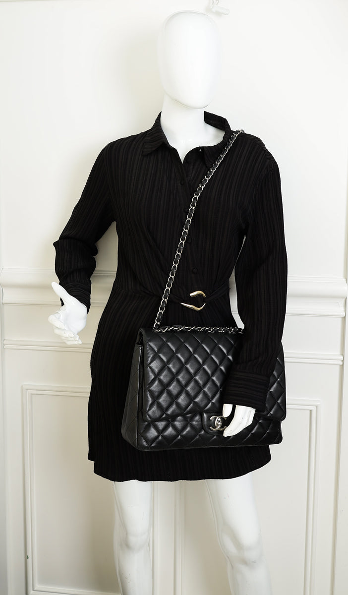 Chanel Black CC Classic Double Flap Maxi Bag