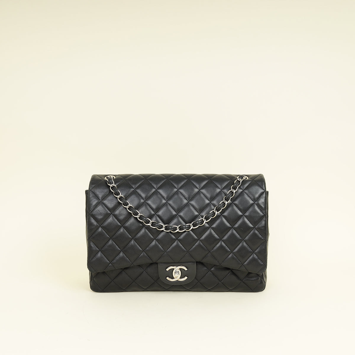 Chanel Black CC Classic Double Flap Maxi Bag