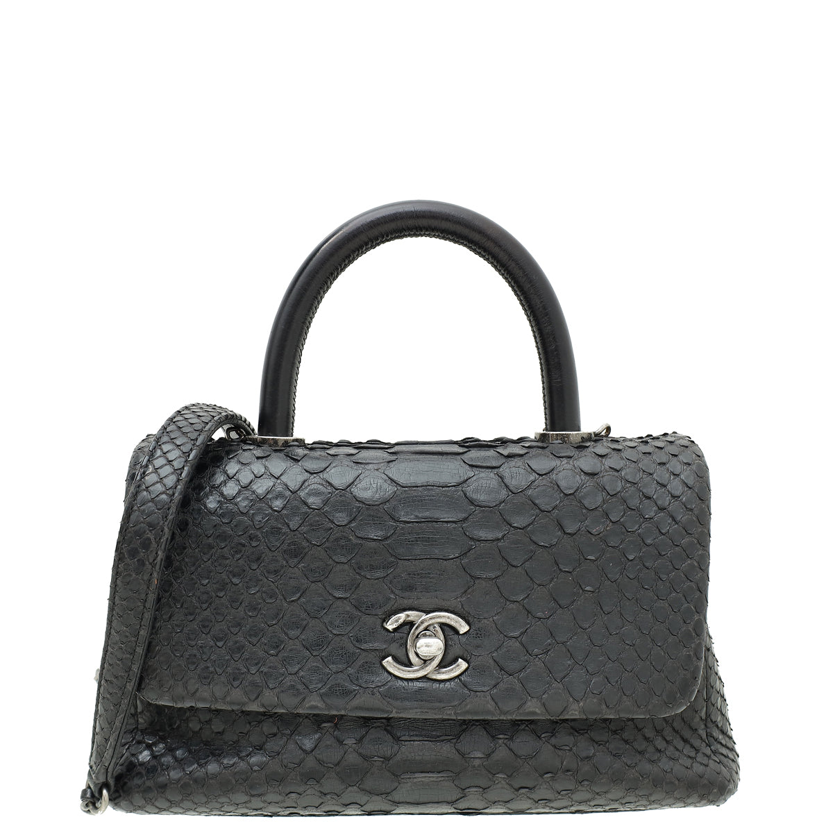 Chanel Black CC Coco Handle Python Mini Bag-Chanel-THE CLOSET