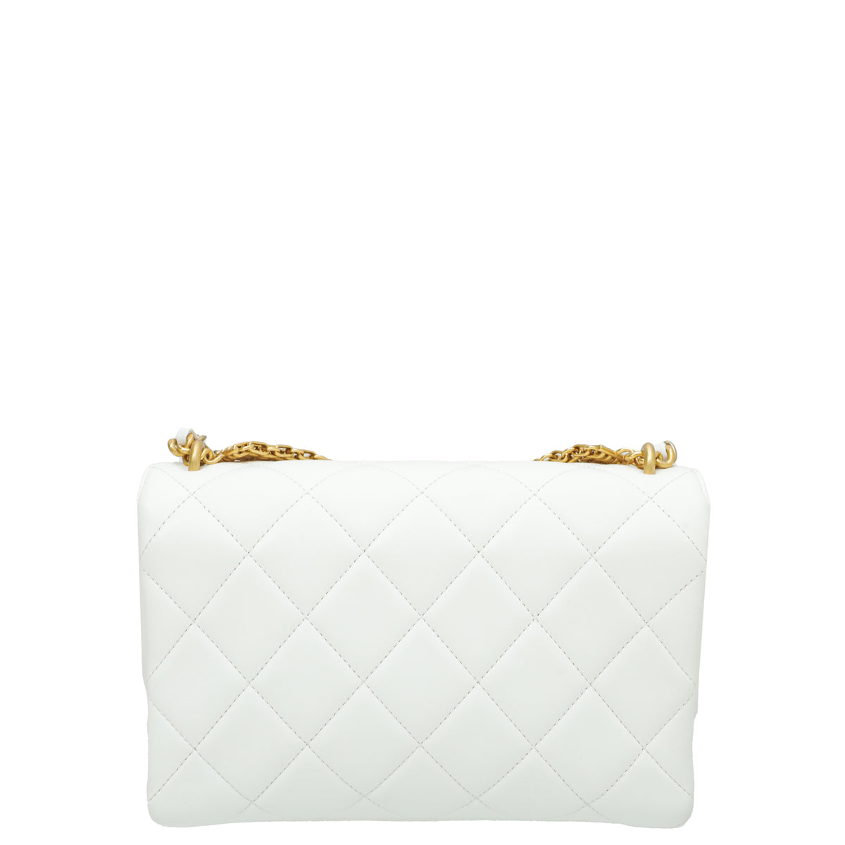 Chanel White Crystal Logo Chain Flap Small Bag