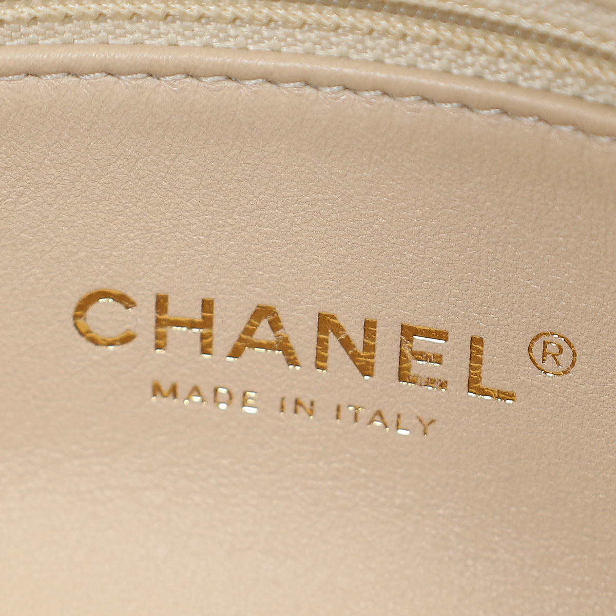 Chanel Light Beige CC Chevron Medal Flap Clutch