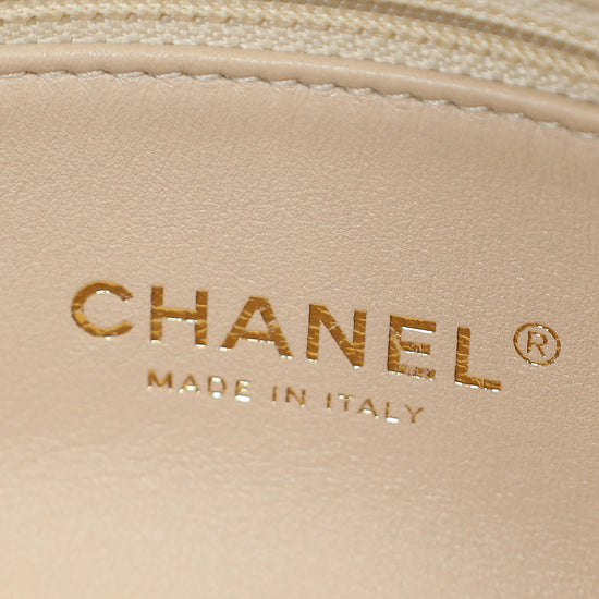 Chanel Light Beige CC Chevron Medal Flap Clutch