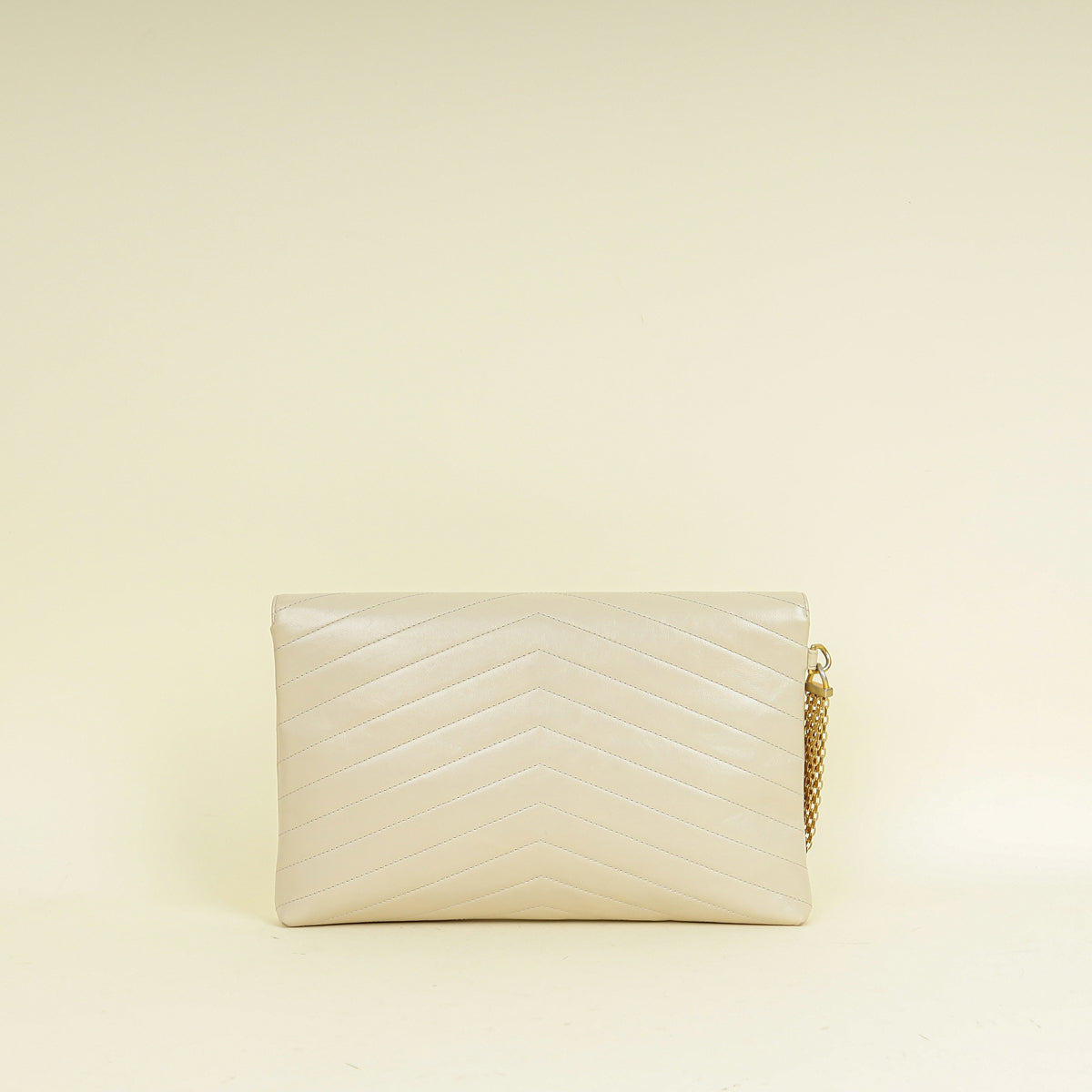 Chanel Light Beige CC Chevron Medal Flap Clutch