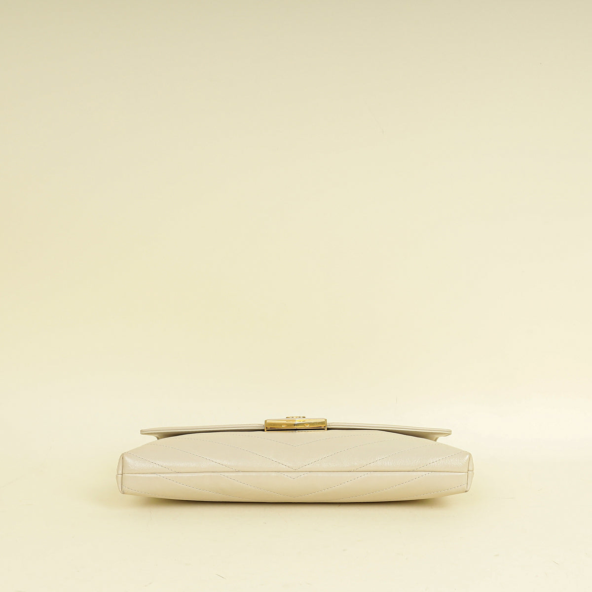 Chanel Light Beige CC Chevron Medal Flap Clutch