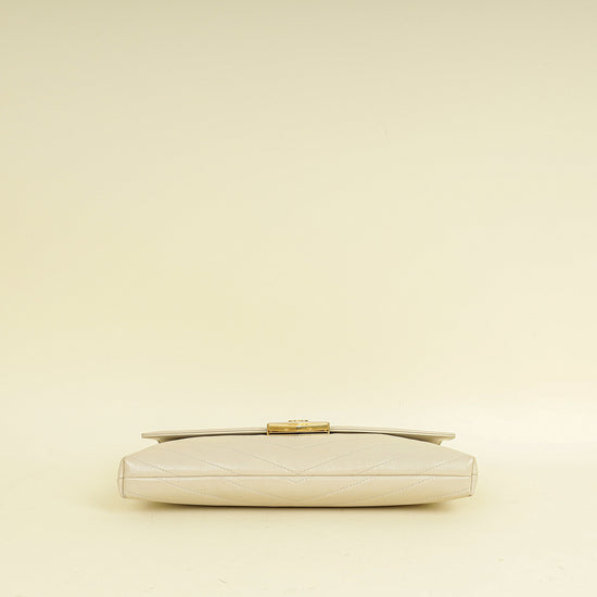 Chanel Light Beige CC Chevron Medal Flap Clutch