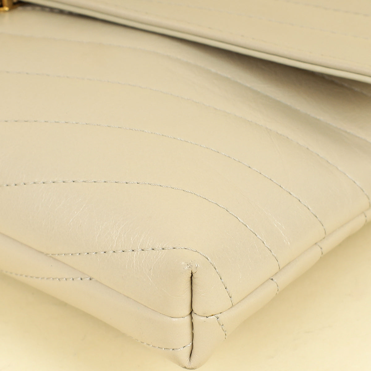 Chanel Light Beige CC Chevron Medal Flap Clutch