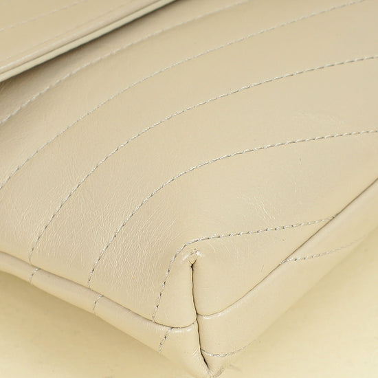 Chanel Light Beige CC Chevron Medal Flap Clutch