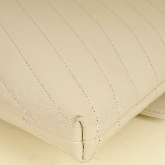 Chanel Light Beige CC Chevron Medal Flap Clutch