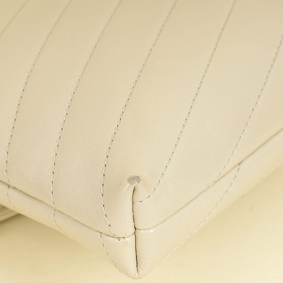 Chanel Light Beige CC Chevron Medal Flap Clutch