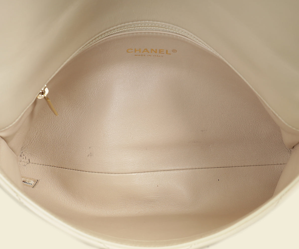 Chanel Light Beige CC Chevron Medal Flap Clutch