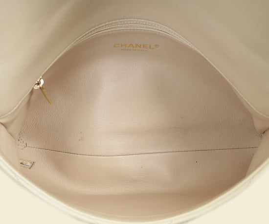 Chanel Light Beige CC Chevron Medal Flap Clutch