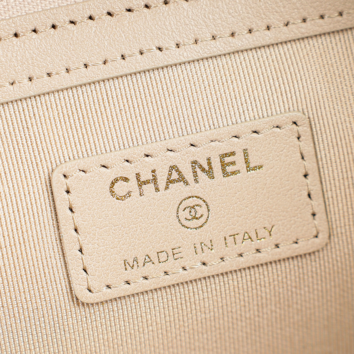 Chanel Beige Pink Logo Night By The C Pouch Clutch