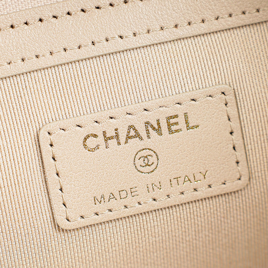 Chanel Beige Pink Logo Night By The C Pouch Clutch