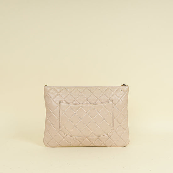 Chanel Beige Pink Logo Night By The C Pouch Clutch