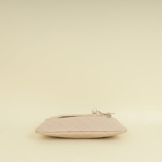 Chanel Beige Pink Logo Night By The C Pouch Clutch