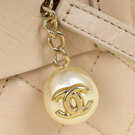 Chanel Beige Pink Logo Night By The C Pouch Clutch