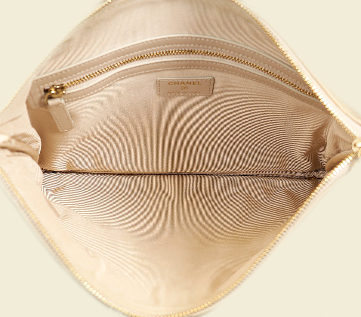 Chanel Beige Pink Logo Night By The C Pouch Clutch