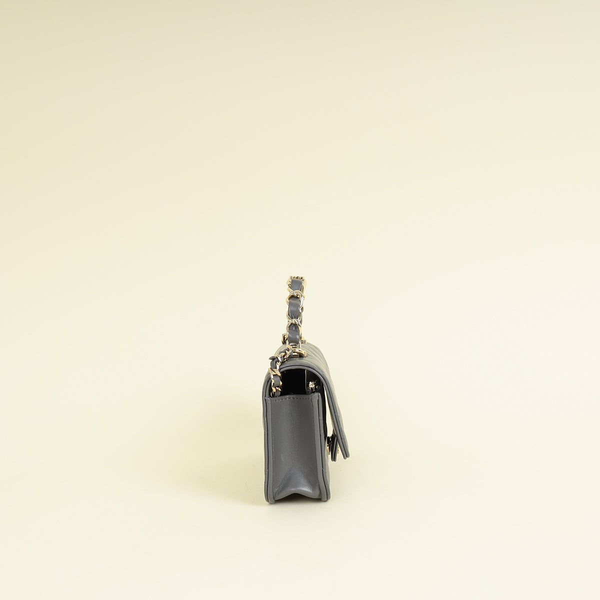 Chanel Grey CC Top Handle Flap Phone Holder With Chain