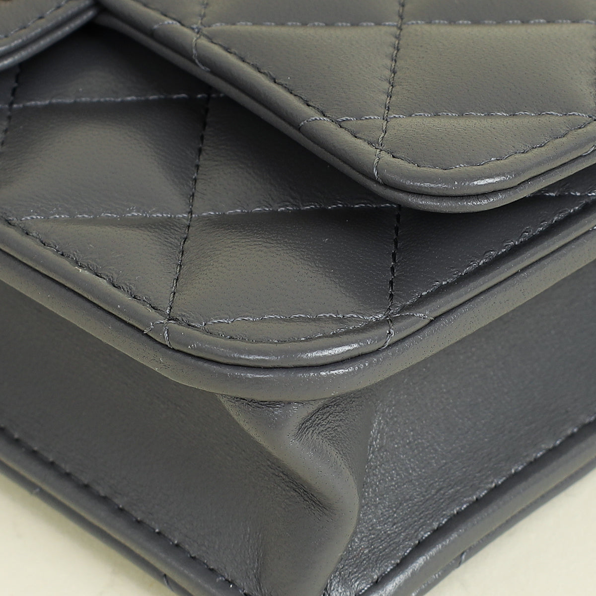 Chanel Grey CC Top Handle Flap Phone Holder With Chain