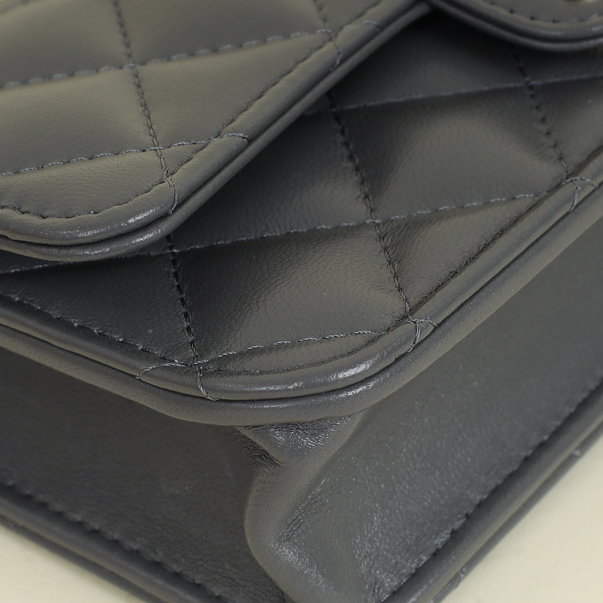 Chanel Grey CC Top Handle Flap Phone Holder With Chain