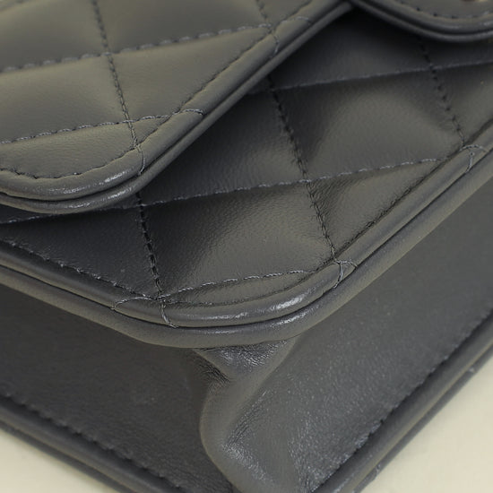 Chanel Grey CC Top Handle Flap Phone Holder With Chain