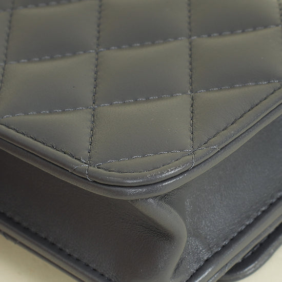 Chanel Grey CC Top Handle Flap Phone Holder With Chain