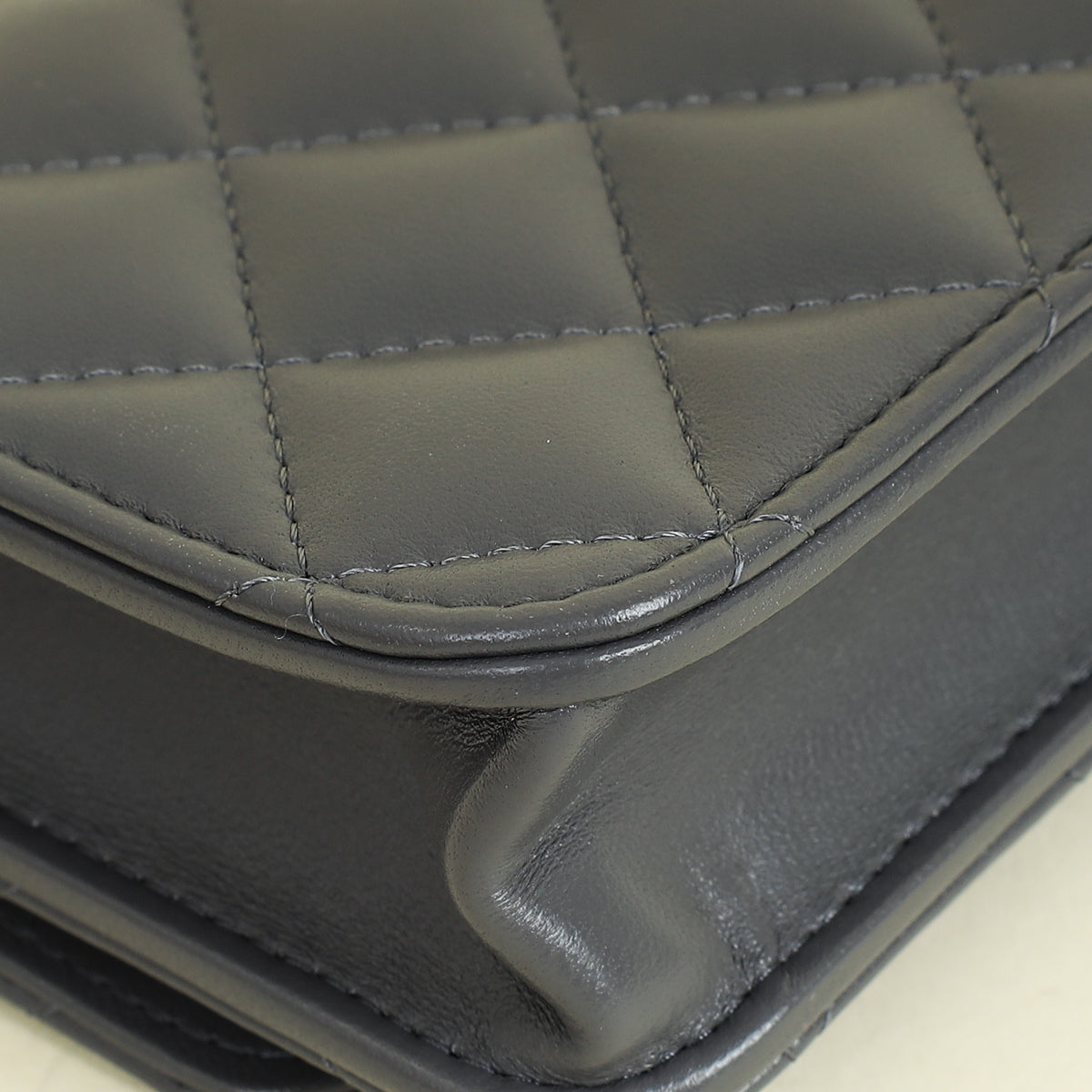 Chanel Grey CC Top Handle Flap Phone Holder With Chain