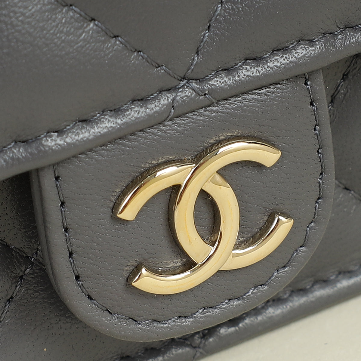 Chanel Grey CC Top Handle Flap Phone Holder With Chain