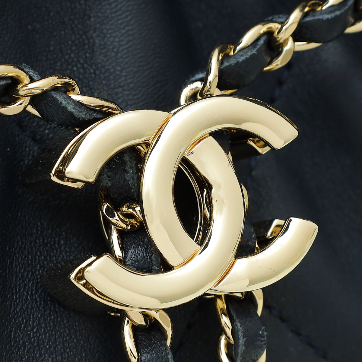 Chanel Navy CC Dweller Drawstring Bucket Bag