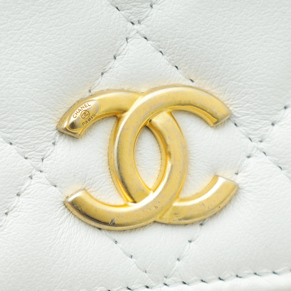 Chanel White CC Pearl Strap Phone Holder