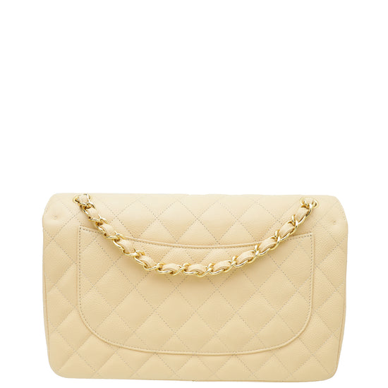 Chanel Beige Classic Double Flap Jumbo Bag