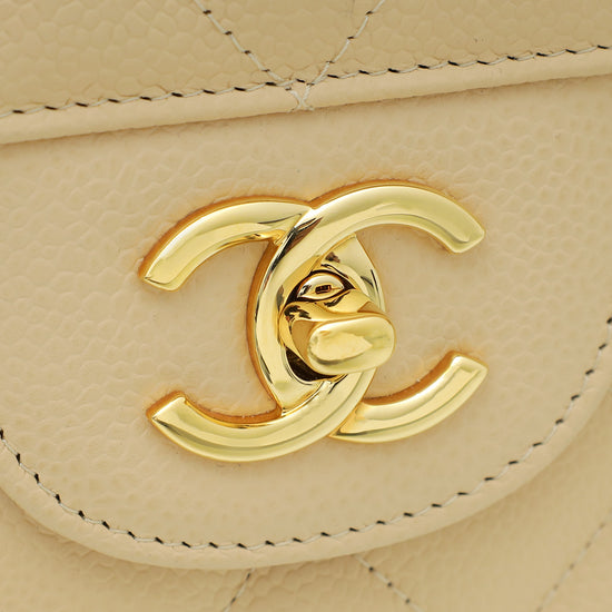 Chanel Beige Classic Double Flap Jumbo Bag