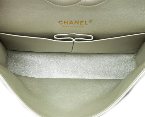 Chanel CC Metallic Champagne Double Flap Medium Bag